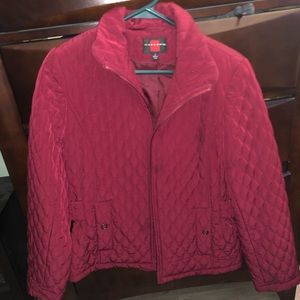 Red quilted jacket